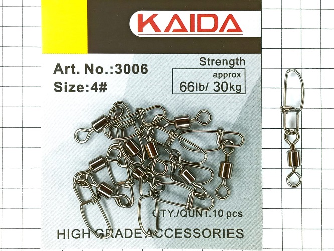 Вертлюг с карабином Kaida 3006 № 4 30кг