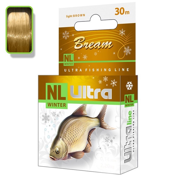 Леска зимняя AQUA NL ULTRA BREAM (Лещ) 0,22мм 5,90кг 30м